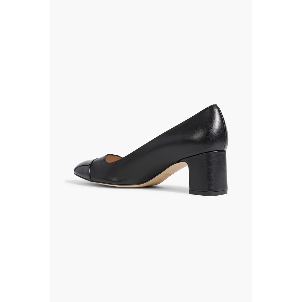 Stuart Weitzman Milla Smooth/Patent Leather Cap Toe Pump in Black Size 10 - Picture 3 of 7